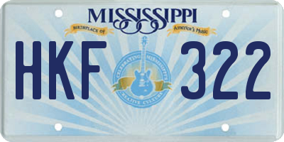 MS license plate HKF322