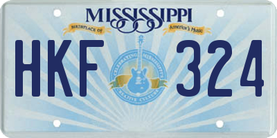 MS license plate HKF324