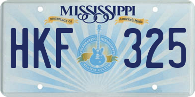 MS license plate HKF325