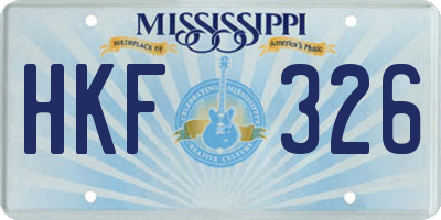 MS license plate HKF326