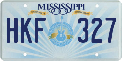 MS license plate HKF327