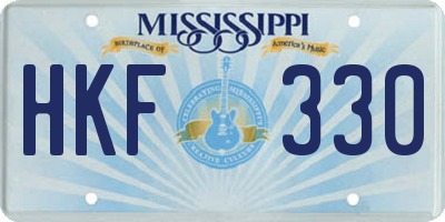 MS license plate HKF330