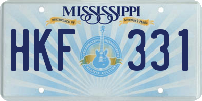 MS license plate HKF331