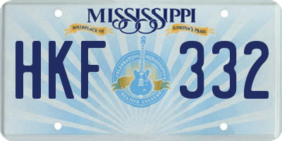 MS license plate HKF332