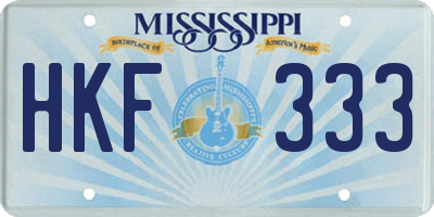 MS license plate HKF333