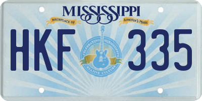 MS license plate HKF335