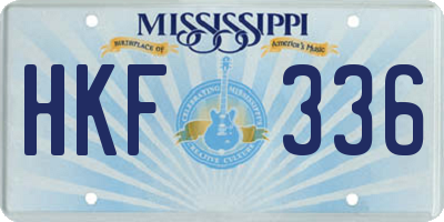 MS license plate HKF336