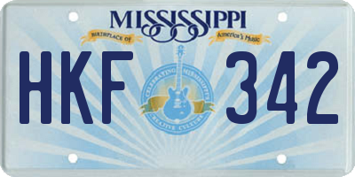 MS license plate HKF342