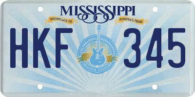 MS license plate HKF345