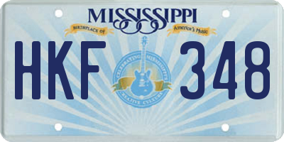 MS license plate HKF348