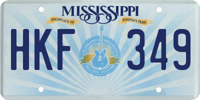 MS license plate HKF349