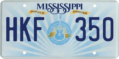 MS license plate HKF350