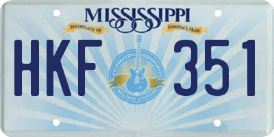 MS license plate HKF351