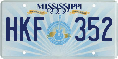 MS license plate HKF352