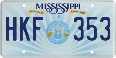 MS license plate HKF353