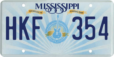 MS license plate HKF354