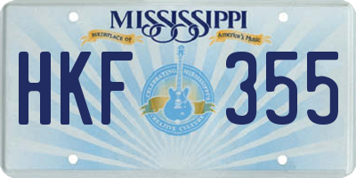 MS license plate HKF355
