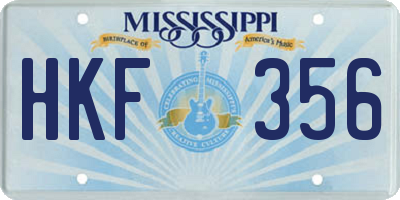 MS license plate HKF356