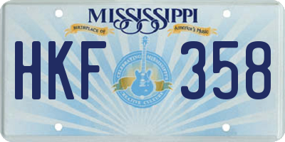 MS license plate HKF358