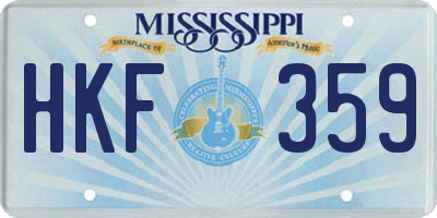 MS license plate HKF359