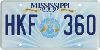 MS license plate HKF360
