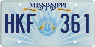 MS license plate HKF361