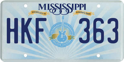 MS license plate HKF363