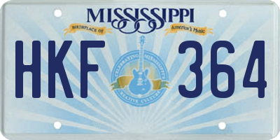 MS license plate HKF364