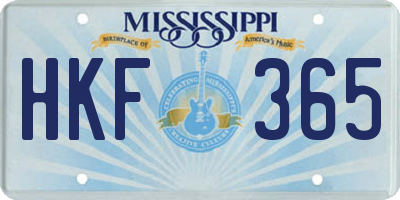 MS license plate HKF365