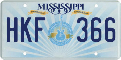 MS license plate HKF366