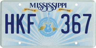 MS license plate HKF367