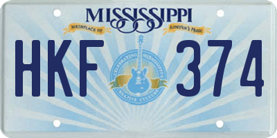 MS license plate HKF374