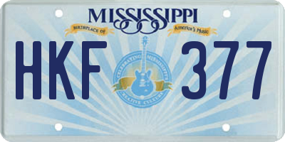 MS license plate HKF377