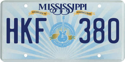MS license plate HKF380
