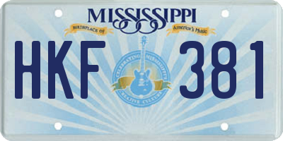 MS license plate HKF381