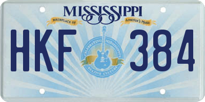 MS license plate HKF384