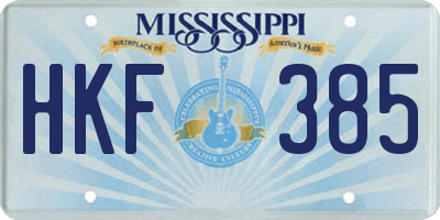 MS license plate HKF385