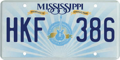 MS license plate HKF386