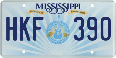 MS license plate HKF390