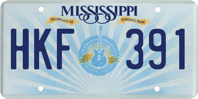 MS license plate HKF391