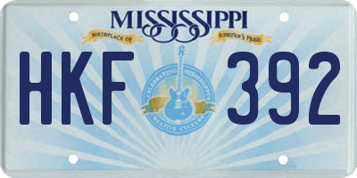 MS license plate HKF392