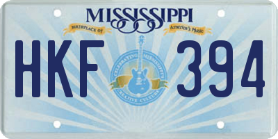 MS license plate HKF394
