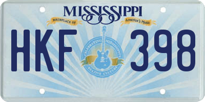 MS license plate HKF398