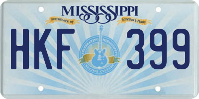 MS license plate HKF399