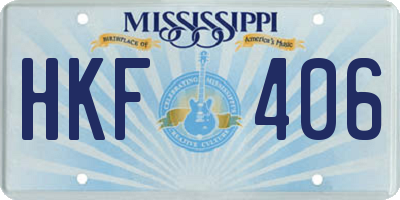 MS license plate HKF406