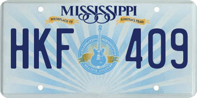 MS license plate HKF409