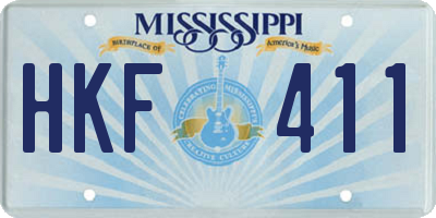 MS license plate HKF411