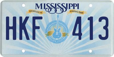 MS license plate HKF413