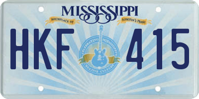 MS license plate HKF415