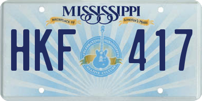 MS license plate HKF417